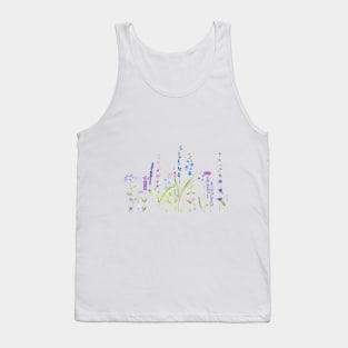 purple blue wild flowers watercolor painting Tank Top